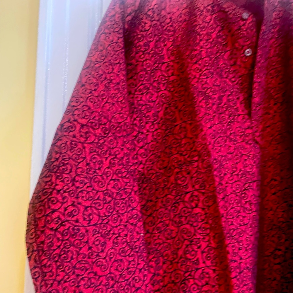 Maroon color kurta . Cotton silk fabric and all over velvet work